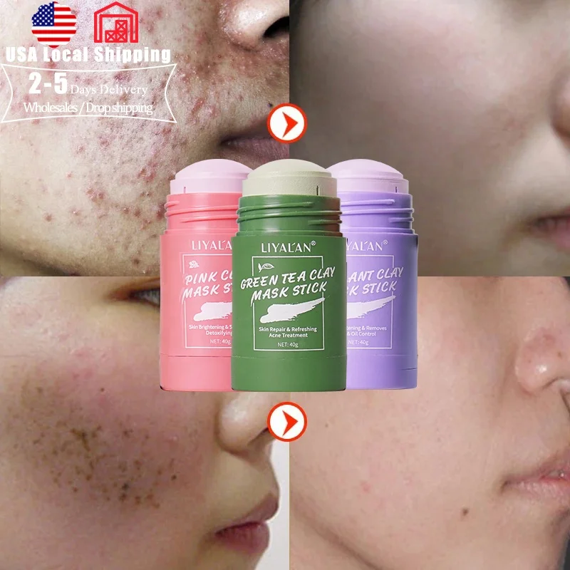 

Custom Private label Beauty Facial Anti Acne Skincare Facemask Natural Matcha Clay Green Tea Mud Mask Stick