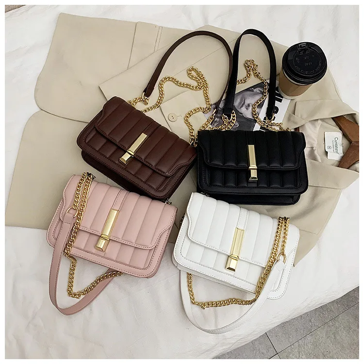 

Elegant Handbag 2021 New Stylish Pink Leather Purse Embroidery Underarm Bag Crossbody Luxury Women Hand Bags