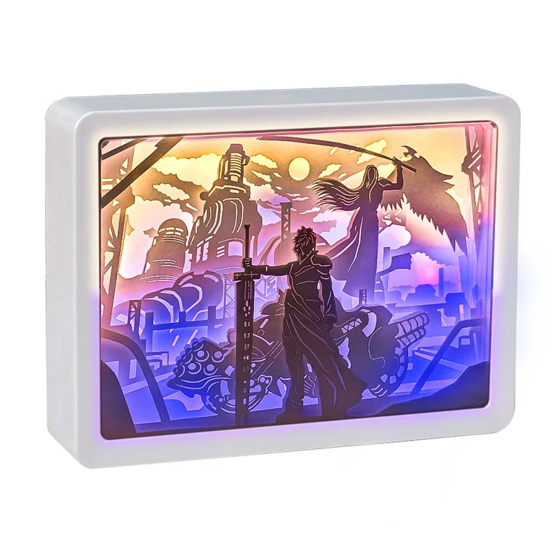 Drop Shipping Finally Fantasy Character Anime  Paper Cut Light Box LED Lamps Home Decor Luxury 3D Night Light Gift Items for Men