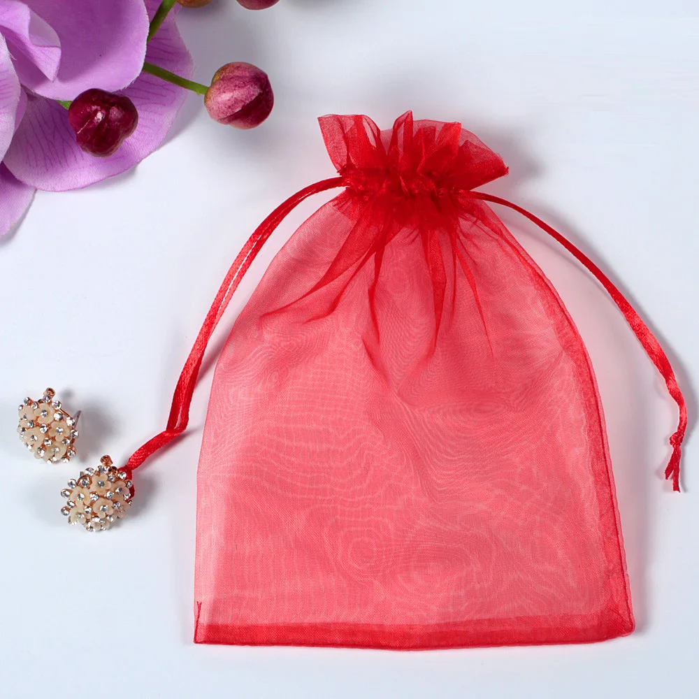 Wholesale Organza Bag Customized Promotional Small Drawstring Nylon Mesh Bag Package Bags 9 x 12 cm