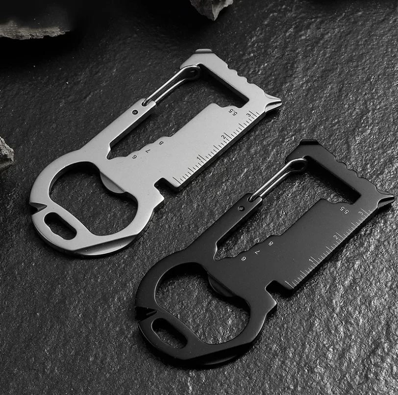 

In stock portable keychain multitools credit card mini pocket EDC camping multi tool with bottle opener ruler carabiner