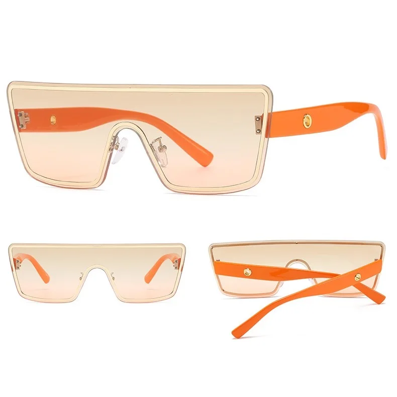 

Luxury Brand Designer Fashion Eyewear Flat Top One Piece Lens Oversized INS Trendy Shades Sunglasses lentes de sol gafas de sol