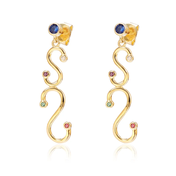 

925 Sterling Silver Women Fashion Valentine's Day Gift Luxury Jewelry Double S Shaped Letter Dangle Earrings