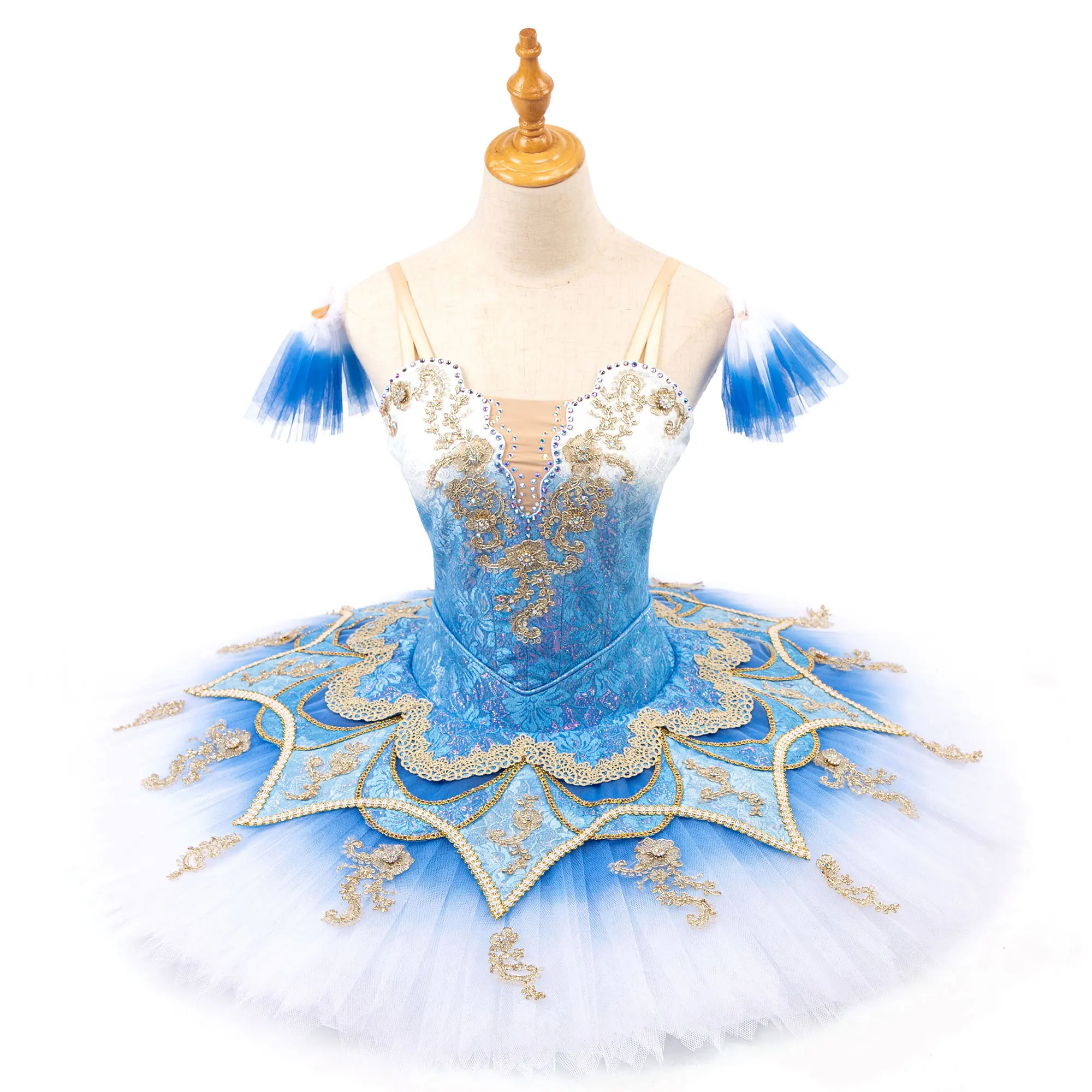 

Edance Blue Lace Flower Womens Professional Classical Ballet Tutu Dance Stage Performance Wear Tutu, Blue, pink or customize