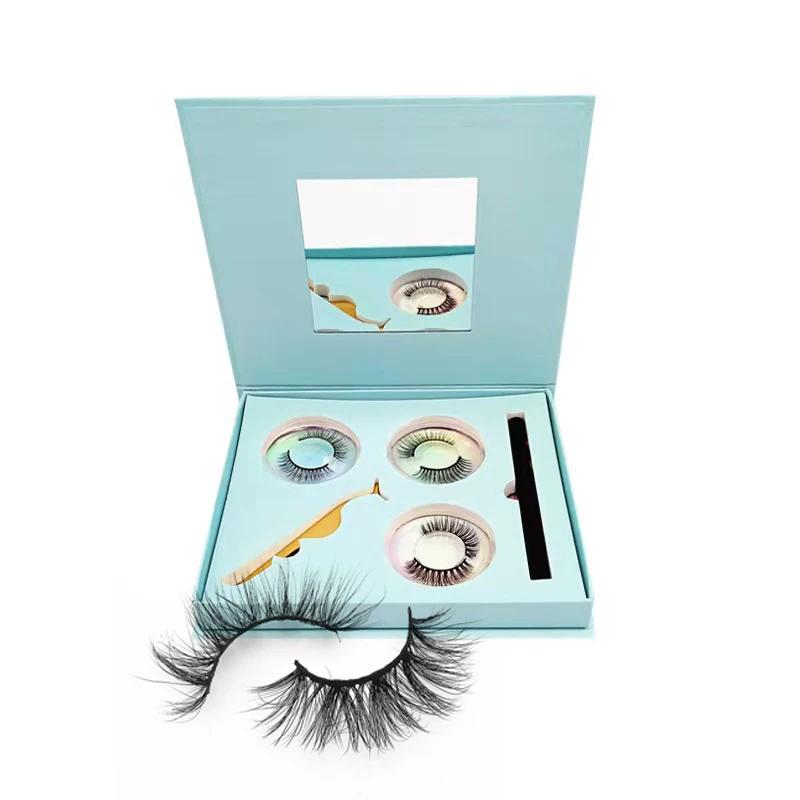 

Private Label Custom Logo Eyeliner Magnetic Eyelashes With Tweezers, Natural black