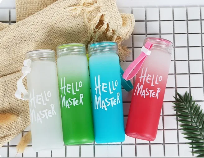 

wholesale cute color change slim frosted clear insulated leak proof drinking glass water bottle with custom logo