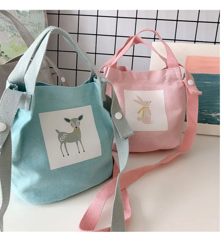 

Mini bucket messenger female student small bag literary new style canvas bag shoulder bag portable wholesale