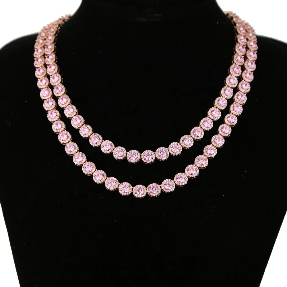 

2021 Iced out women 5A cz paved choker necklace with round cut tennis chain necklace for women lady hip hop necklace jewelry, Black