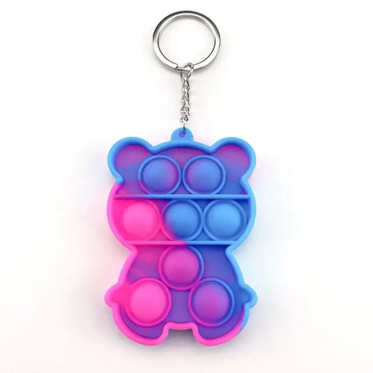 

Mini Pop Bubble Fidget Sensory Silicone Rainbow Stress Reliever Hand Toy Squeeze Key-Chain Toy Anti-Anxiety Office Desk Toys