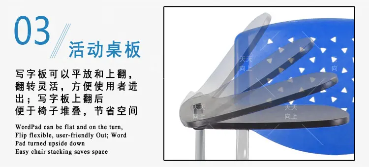 Students Study Chair Stacking Tablet Arm Chair Lecture Chair with Writing Board