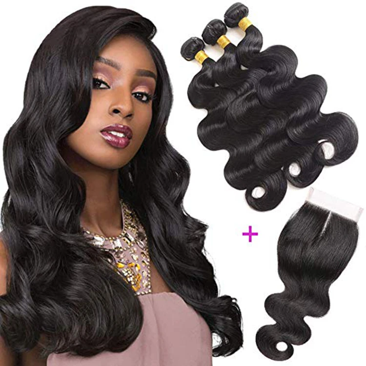 

Transparent Lace Closure with Bundles Brazilian Body Wave Bundles with Closure Human Hair Bundles with Closure