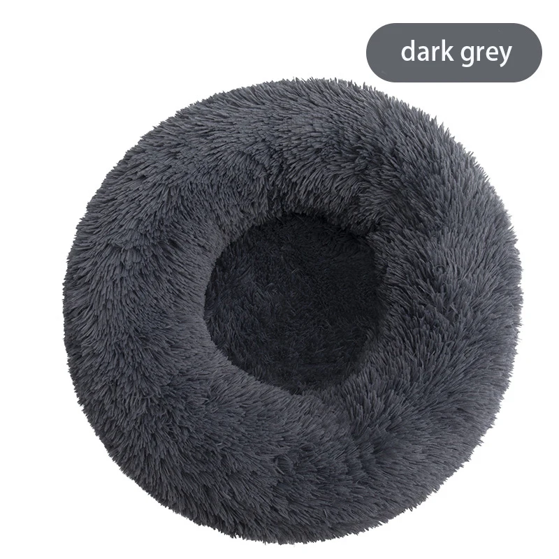 

FreeExport Wholesale Manufacturer Pet Supplies Soft Luxury Plush Pink Grey White Cushion Round Cat Dog Bed Large, Picture show