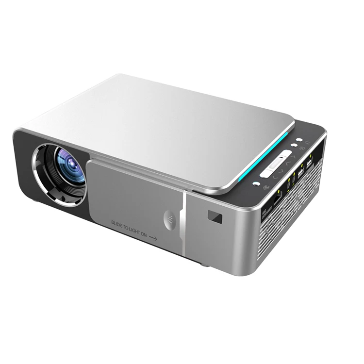 

Portable Digital LED 3000 Lumens Home Theater 4k Mini T6 Projector, Silver/red