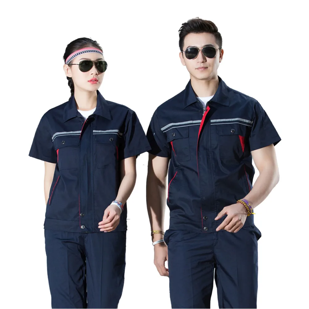 

2021 High quality short sleeve wear-proof working clothes working uniform with zip