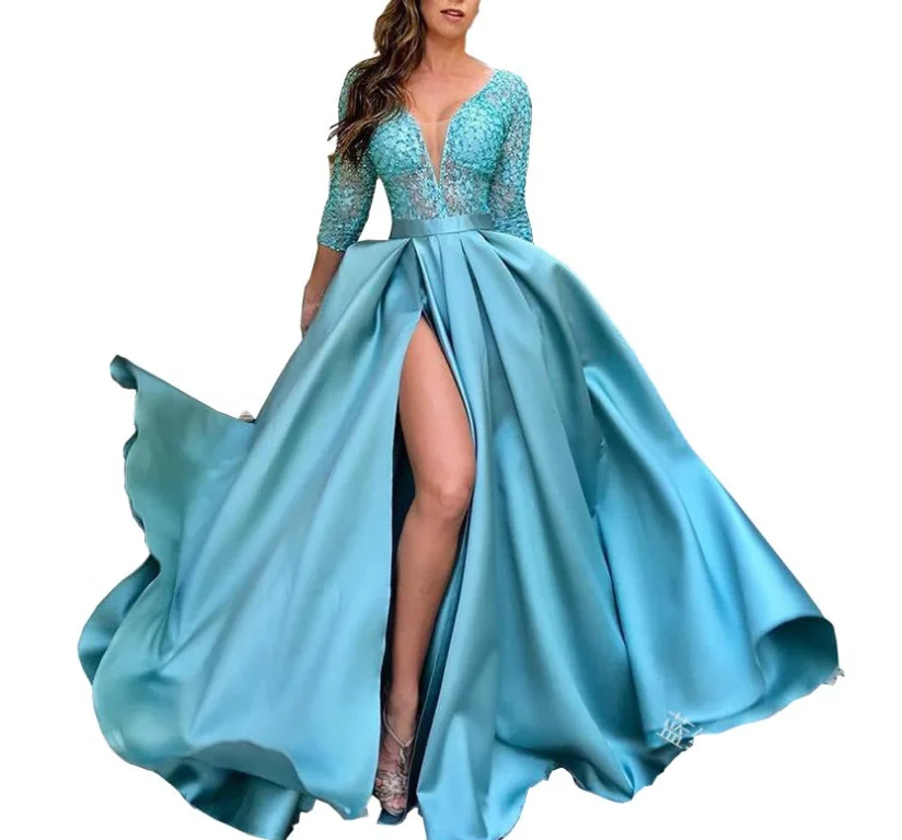 

sky blue Womens Maxi Long Dresses Wedding Multiway Bridesmaids Party Prom Robe Longue Femme Evening Dress Luxury