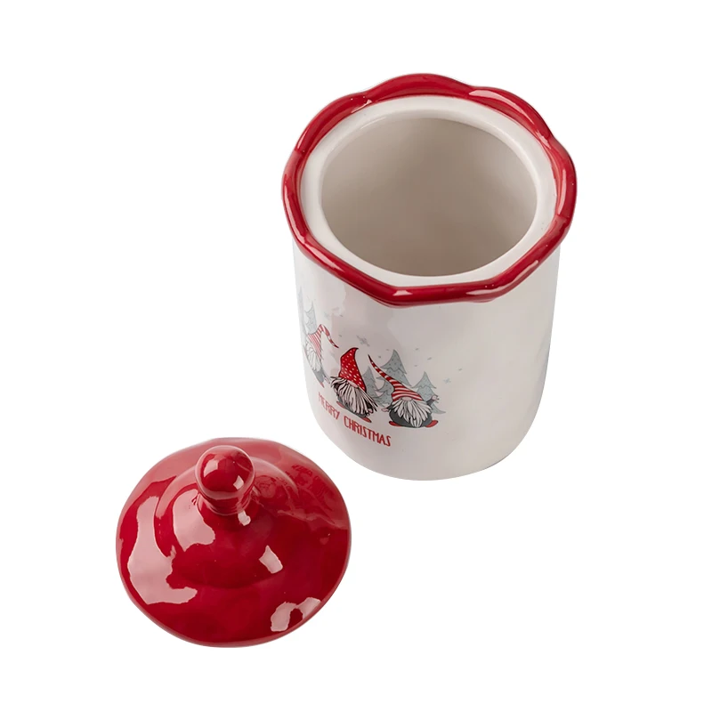 

Tea Coffee Sugar Salt Matte Ceramic Storage Jar Santa Claus Design Sugar Jar, Customized colors