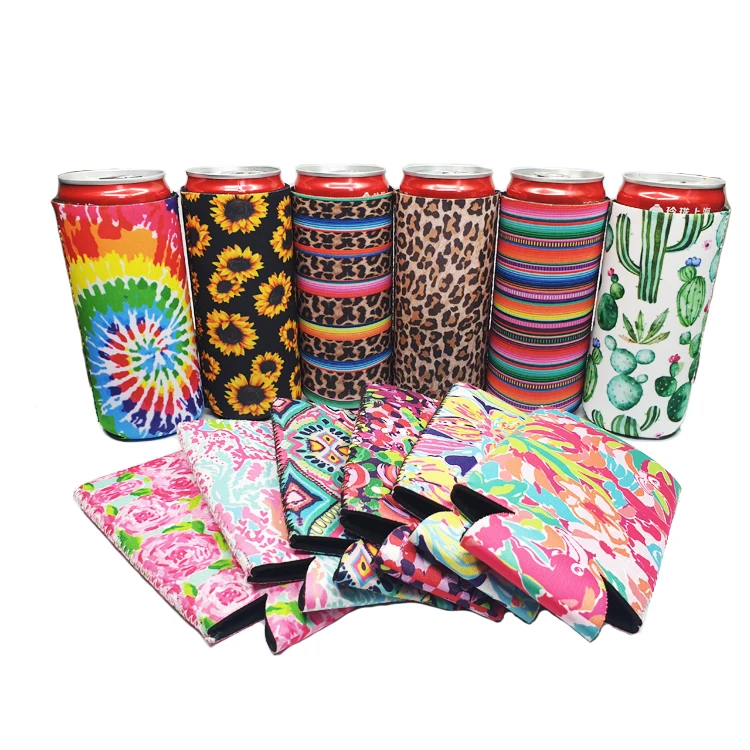 

RTS Neoprene 12oz Collapsible Slim Beer Can Coolies Cooler Holders Sleeves, Customized color