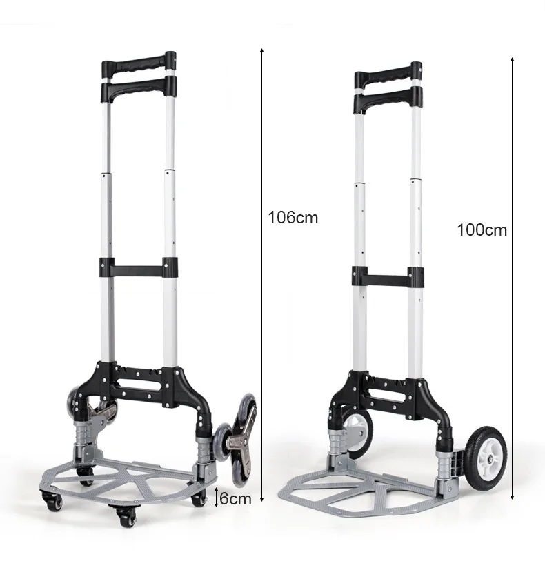 

Uni-Silent 80kgs 6 Wheels Stair Climbing Folding Cart Shopping Cart Aluminum Material Folding Garden Cart FHT80-6S