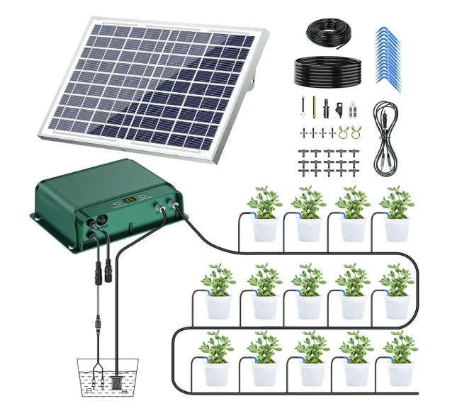 

Solar Irrigation Automatic Plants Watering System Solar Powered Drip Irrigation Kit with Timer for Balcony Plant Bed Green House