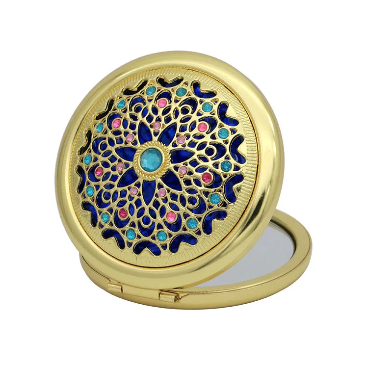 

Vintage Hollow Type Metal Mirror Decoration Folding Pocket Compact Mirror, Gold