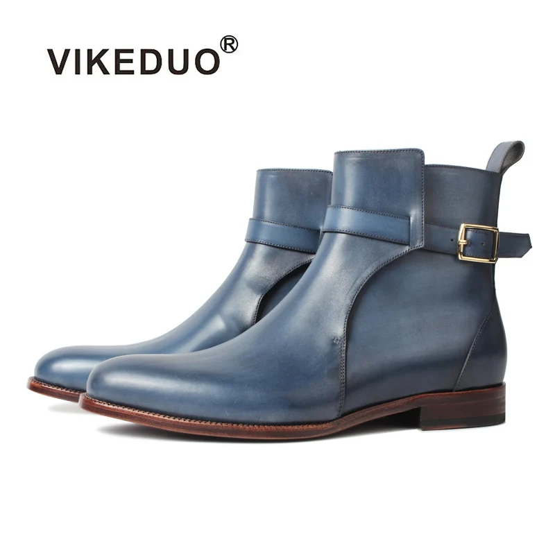 

Vikeduo Hand Made Classic Style Customized Genuine Leather Mens Dress Jodhpur Boot Custom Boots For Men, Blue