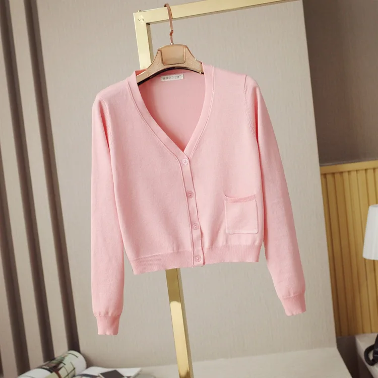 

B53289A Autumn new design lady fashion v neck casual knit cardigan