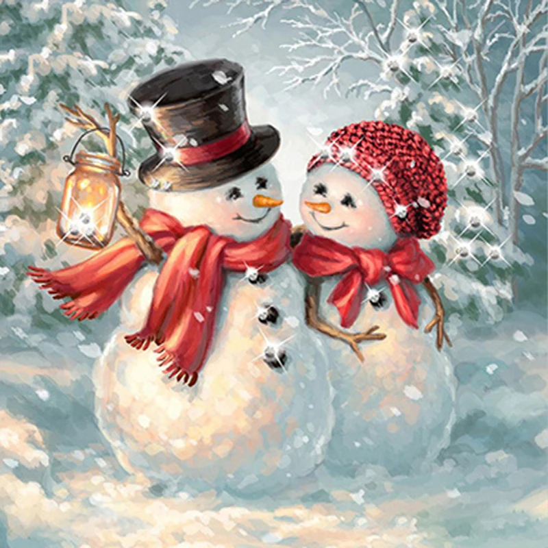 

Christmas Snowman Diamond Painting Full Square Round Drill Embroidery Cross Stitch Rhinestones Mosaic Bead Needlework Home Decor, Multi colors