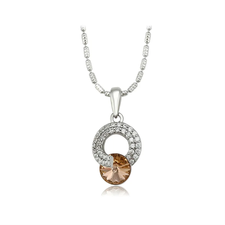 

810677829 Xuping Jewelry Fashion Luxury Champagne Crystal and Diamond Pendant Women's NecKLACE