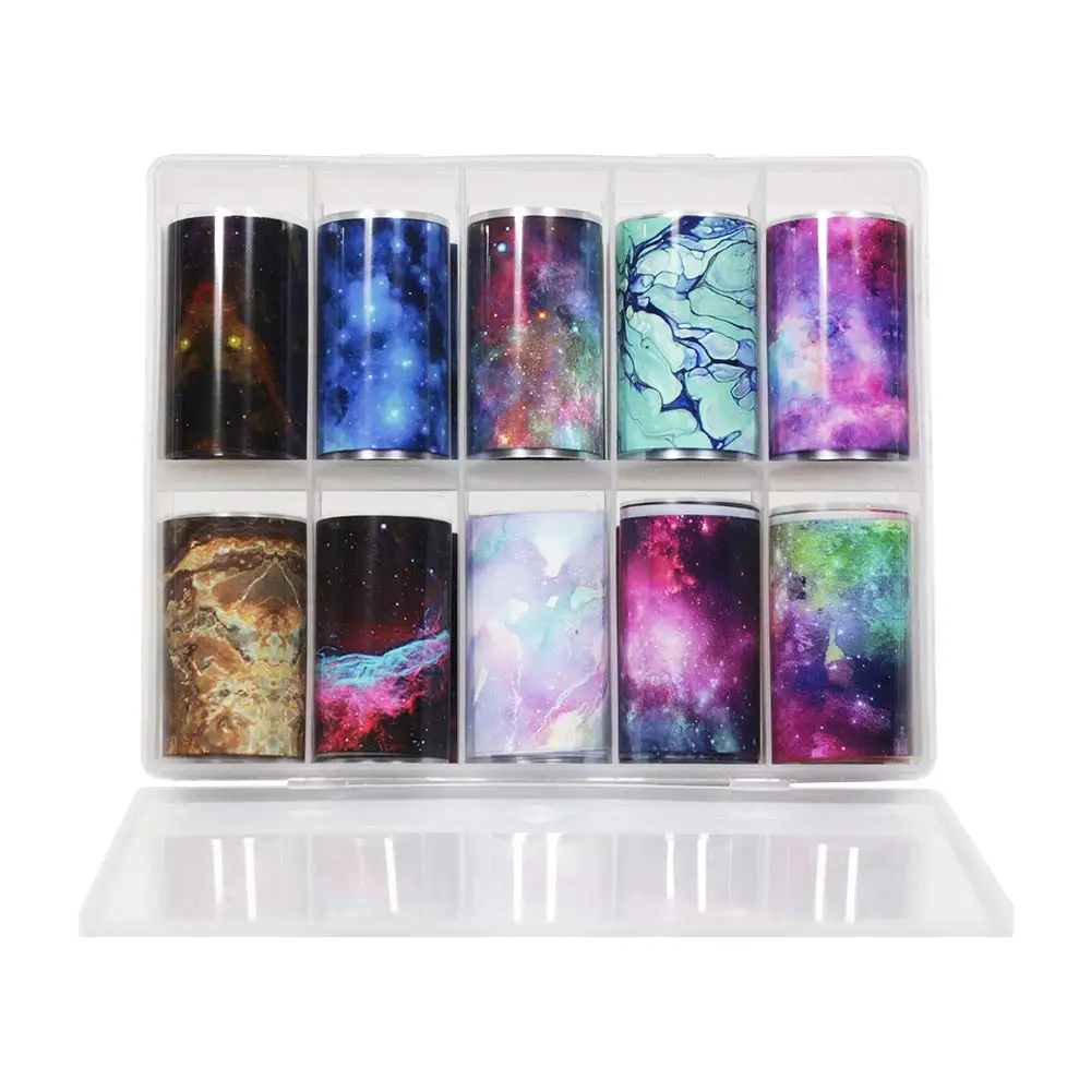 

10 Colors Ongle Adhesive Glitters Acrylic DIY Decoration Nail Foil Transfer Sticker Starry Sky Nail Art Stickers Tips Wraps, Colorful