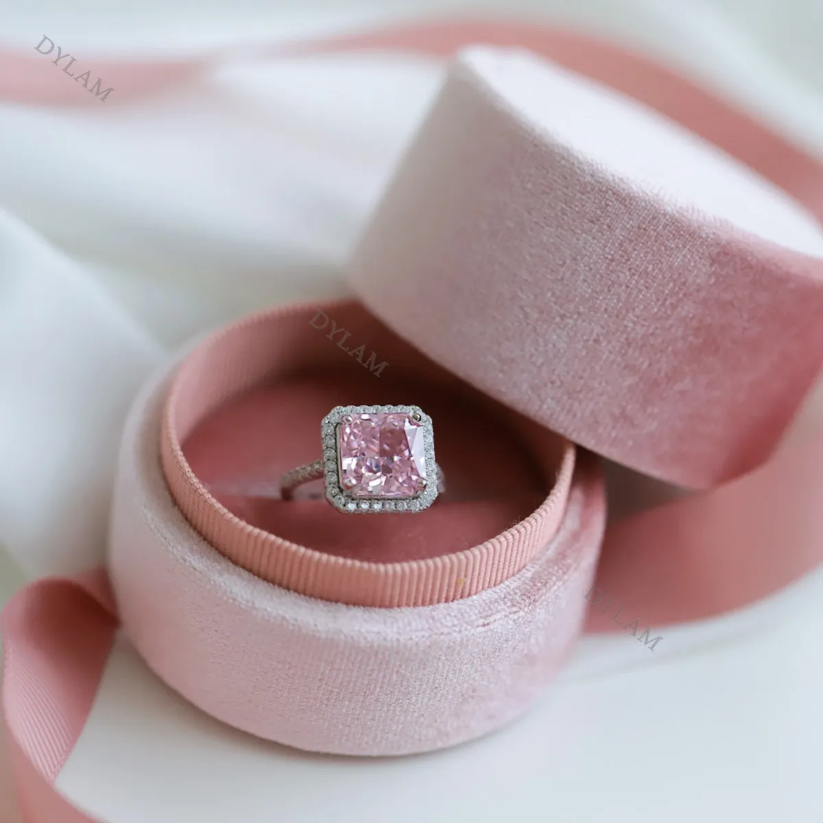 

Dylam Simulated Diamond Rings Gold Plated Pink Stone Aaaaa zirconia Pave Rings Silver Wedding Rings, Pink and more