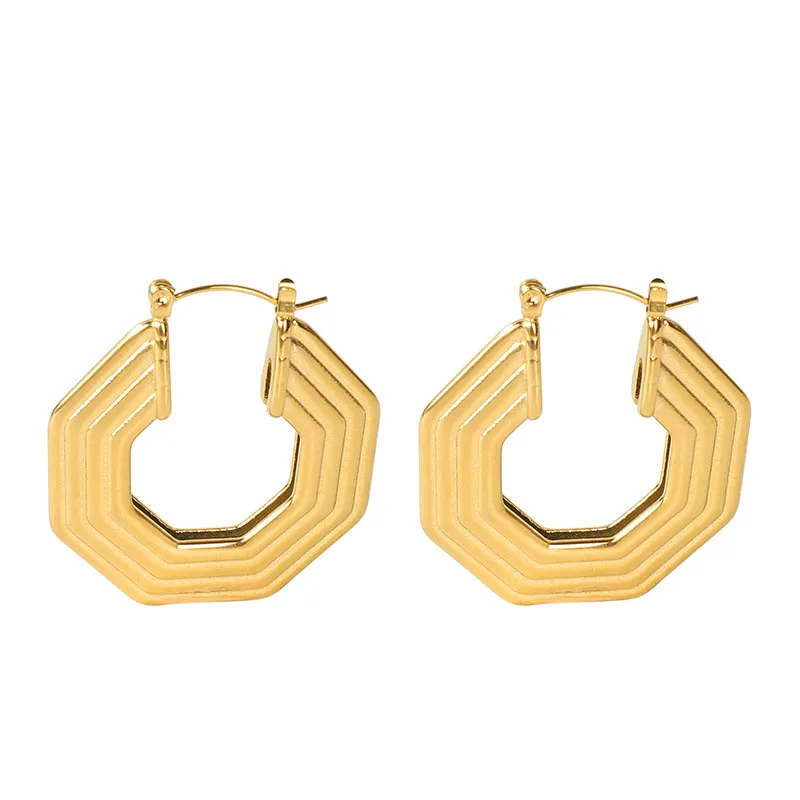 

MICCI designer big size thick gold hoop earrings stainless steel chunky hoop anti tarnish fashion 18k gold earrings