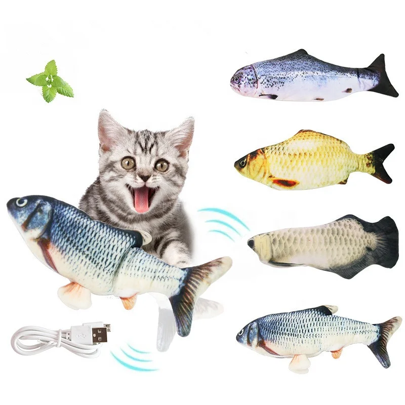 

Hot Sale Fish Interactive Squeak Pet Toy USB Charge Electric Simulation Fishes With Catnip Cat Plush Toys, As picture shows