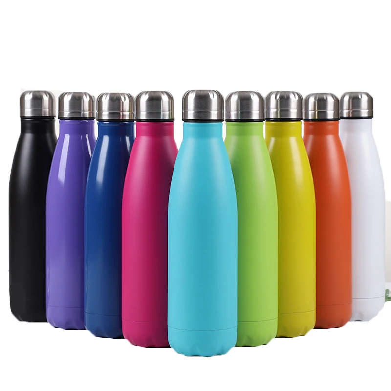 

sports Cola Shaped 500ml double wall stainless steel water bottle thermos vacuum flask, Customized color