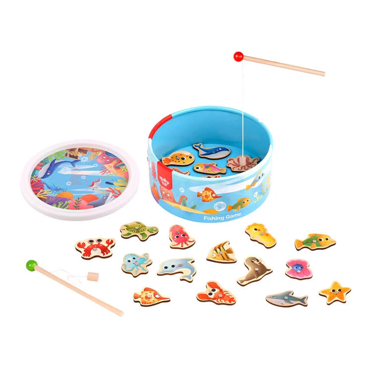 

2024 Tooky New Design Wooden Ocean magnetic fishing games toys