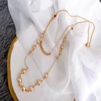 

Popular new producing fresh water necklace 14K Gold injection accessories Baroque Pearl