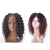 

black color 16inch faux locs hand made crochet dreadlocks twist front lace synthetic hair wig for women