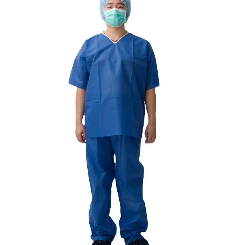 

Medical Scrub Suit Wholesale Hospital Disposable Non-woven Unisex Medical Scrub Uniform Suit, Blue/green /white/pink