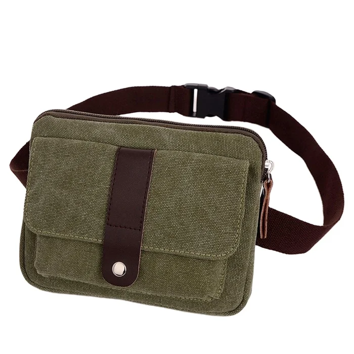 

Small Canvas Multiple Pocket bumbag Adjustable Fanny Pack Travel Waist Bag men chest shoulder bag canvas