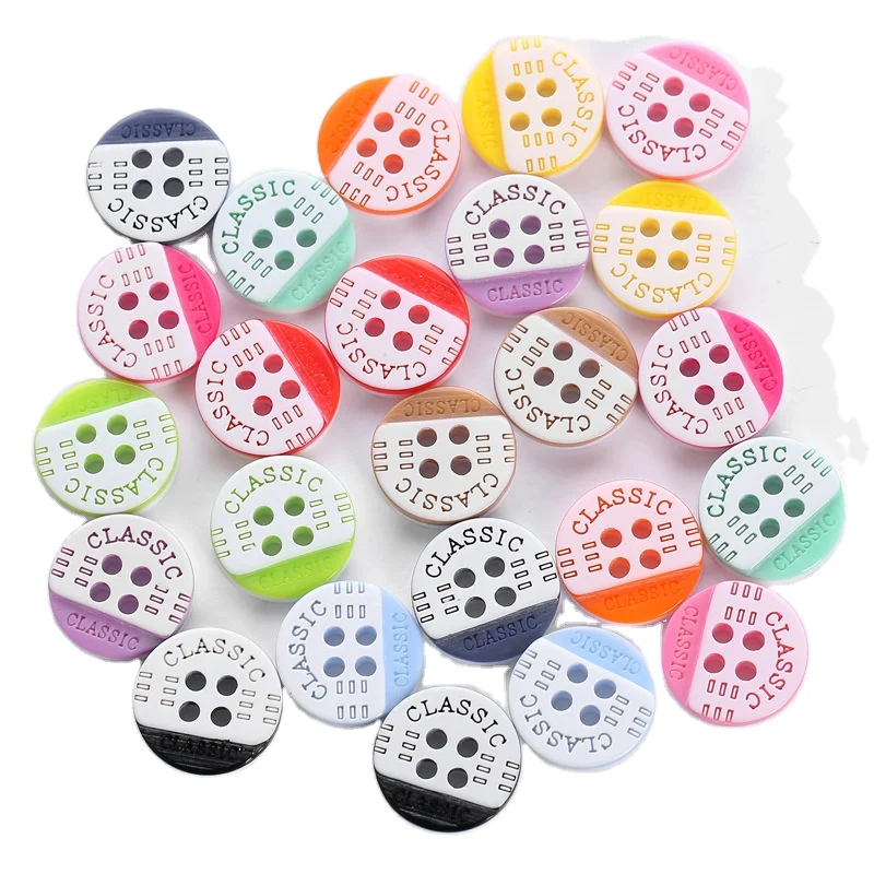 

Classic Lettering Resin Shirt Button DIY Material Colored Children's Buttons For Shirt Sweater