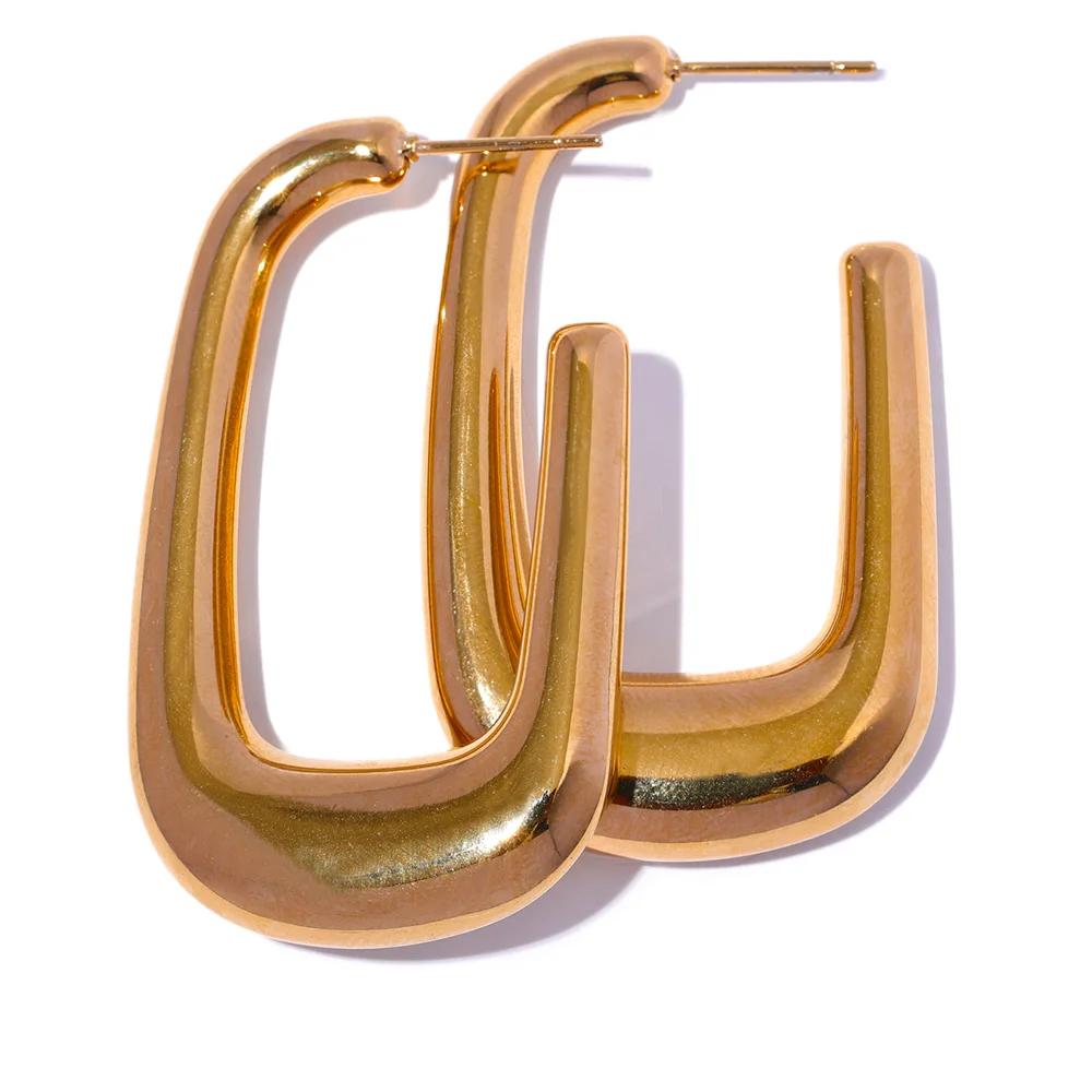 

JINYOU 2778 Waterproof Stainless Steel Metal Geometric Unusual Earrings Personalized Texture 18K Gold PVD Statement Jewelry