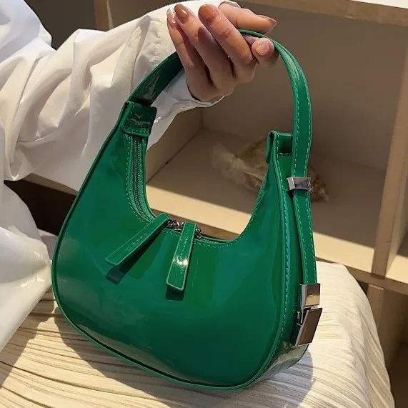 

Small Design Lacquer Leather Women's Bag 2023 New Fashion Versatile Shoulder Bag Underarm Bag