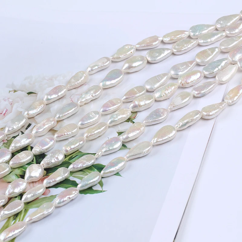 

White 9-10.5mm waterdrop baroque freshwater pearl beads loose pearl strand