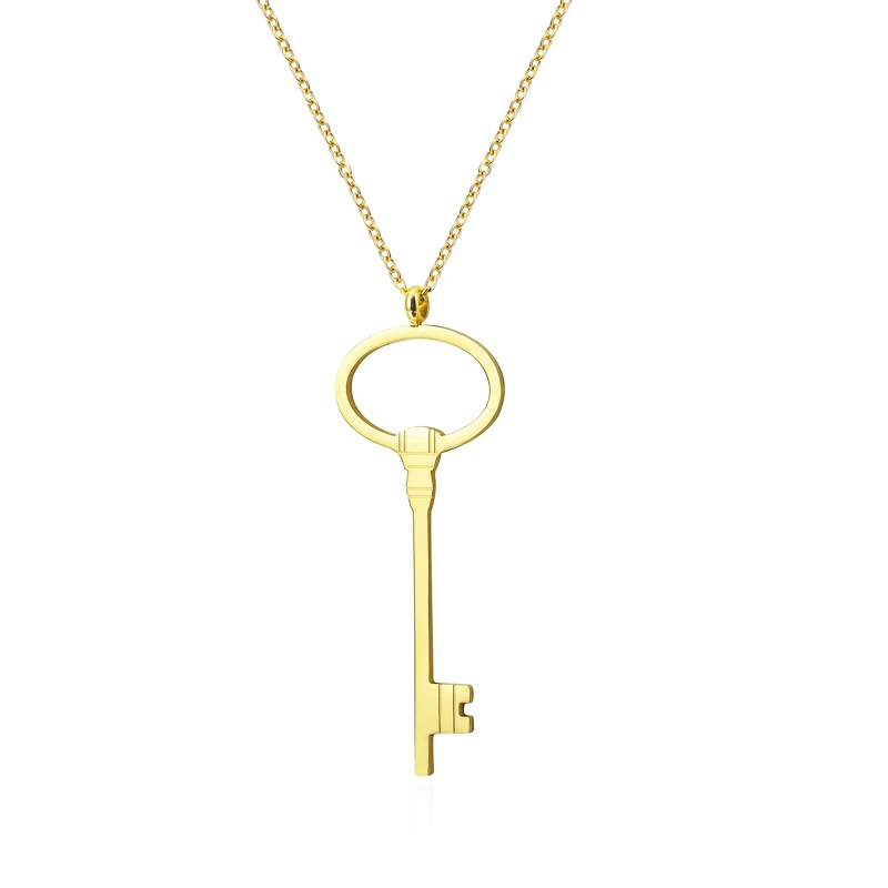 

New design 18K DIY creative key shape gold jewelry necklace pendants for family