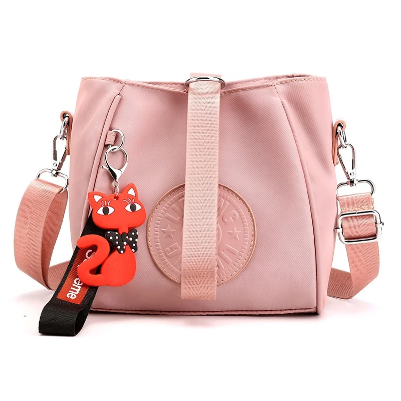 

Casual waterproof nylon lightweight pink handbag women sling crossbody bag