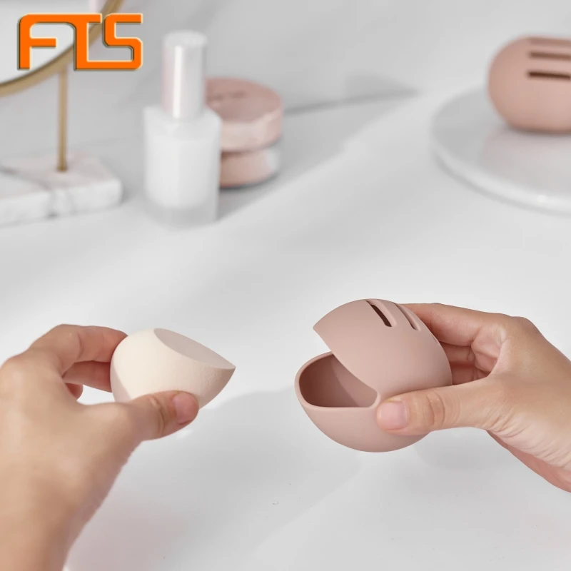 

FTS Container Make-Up Puff Ball Carrying Box Make Up Cosmetic Makeup Sponge Holder Case