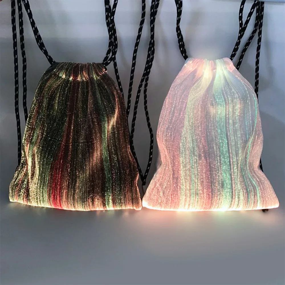 

LED Drawstring Bag - 2022 LED USB Port Bag Glowing RGB Color Changing LED Light Up Women Drawstring Backpack - LED Bag Box China