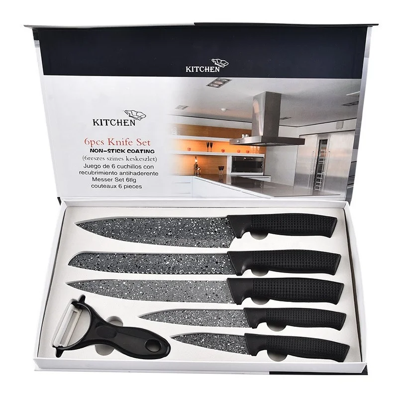 

Amazon 6pcs Kitchen Knife Set With Plastic Handle Stainless Steel Kitchen Knife Set