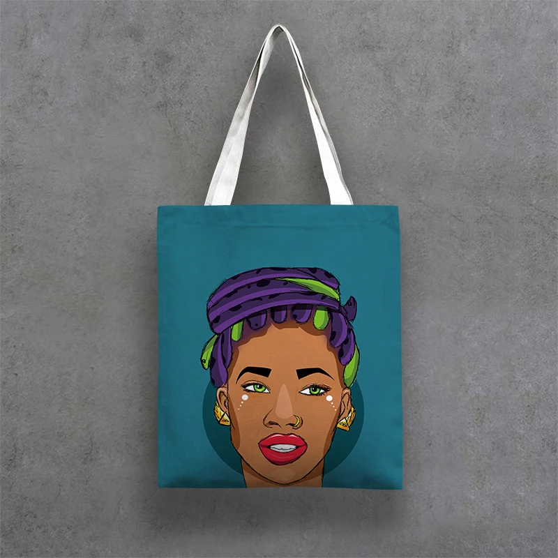 

G&D Wholesale Cheap Price African Girl Woman Print Home Art Canvas Tote Bag, Customer's request