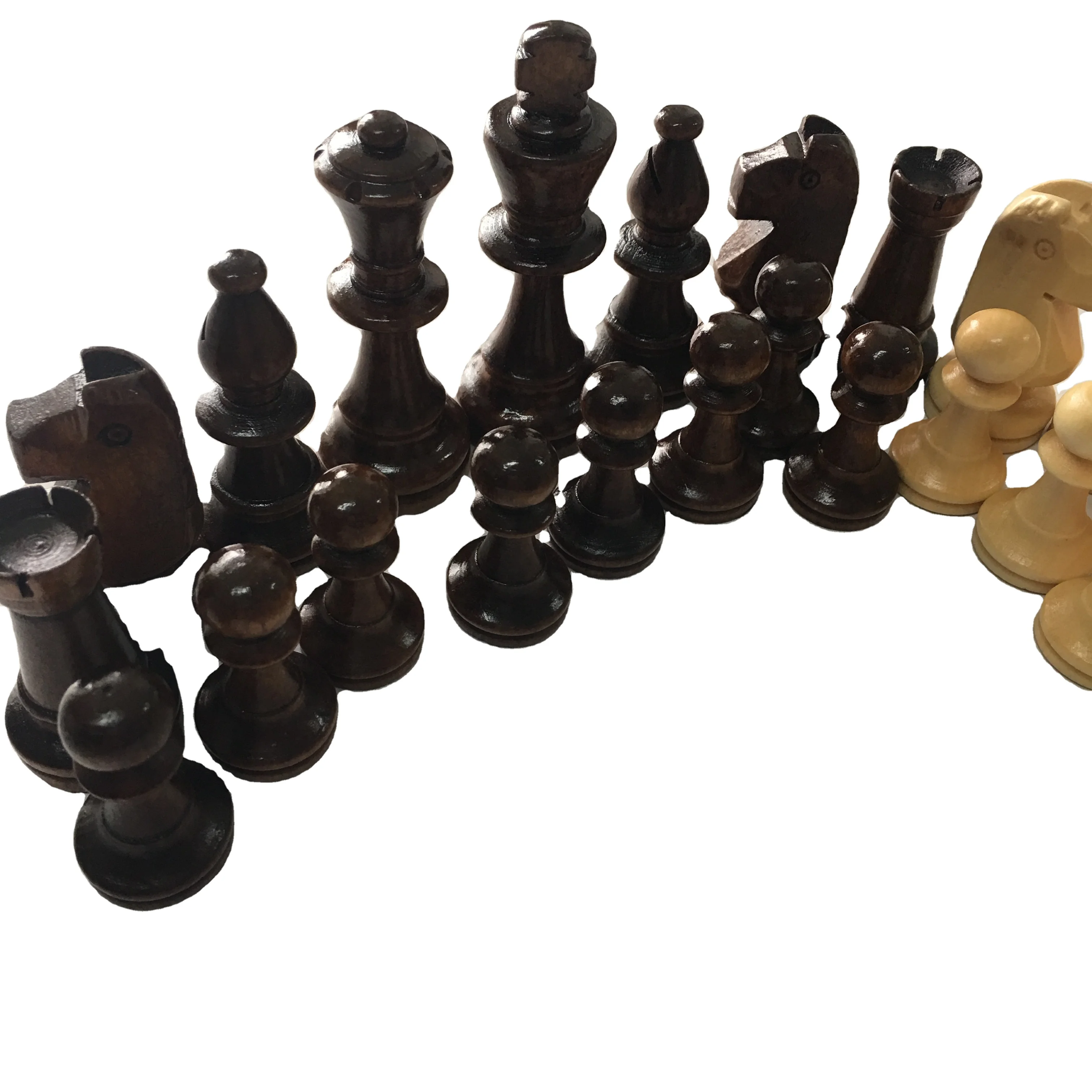 

Top quality wholesale 3.5 inches wooden chess pieces, Dark brown and wood color
