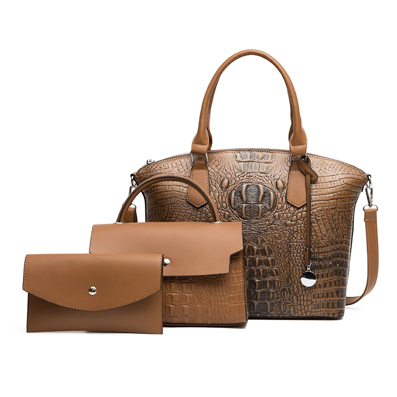 

New cross-border crocodile pattern three-piece high-end business ladies single shoulder bag